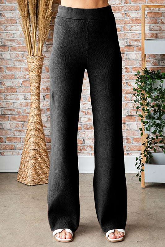 Black Knitted Straight Pants