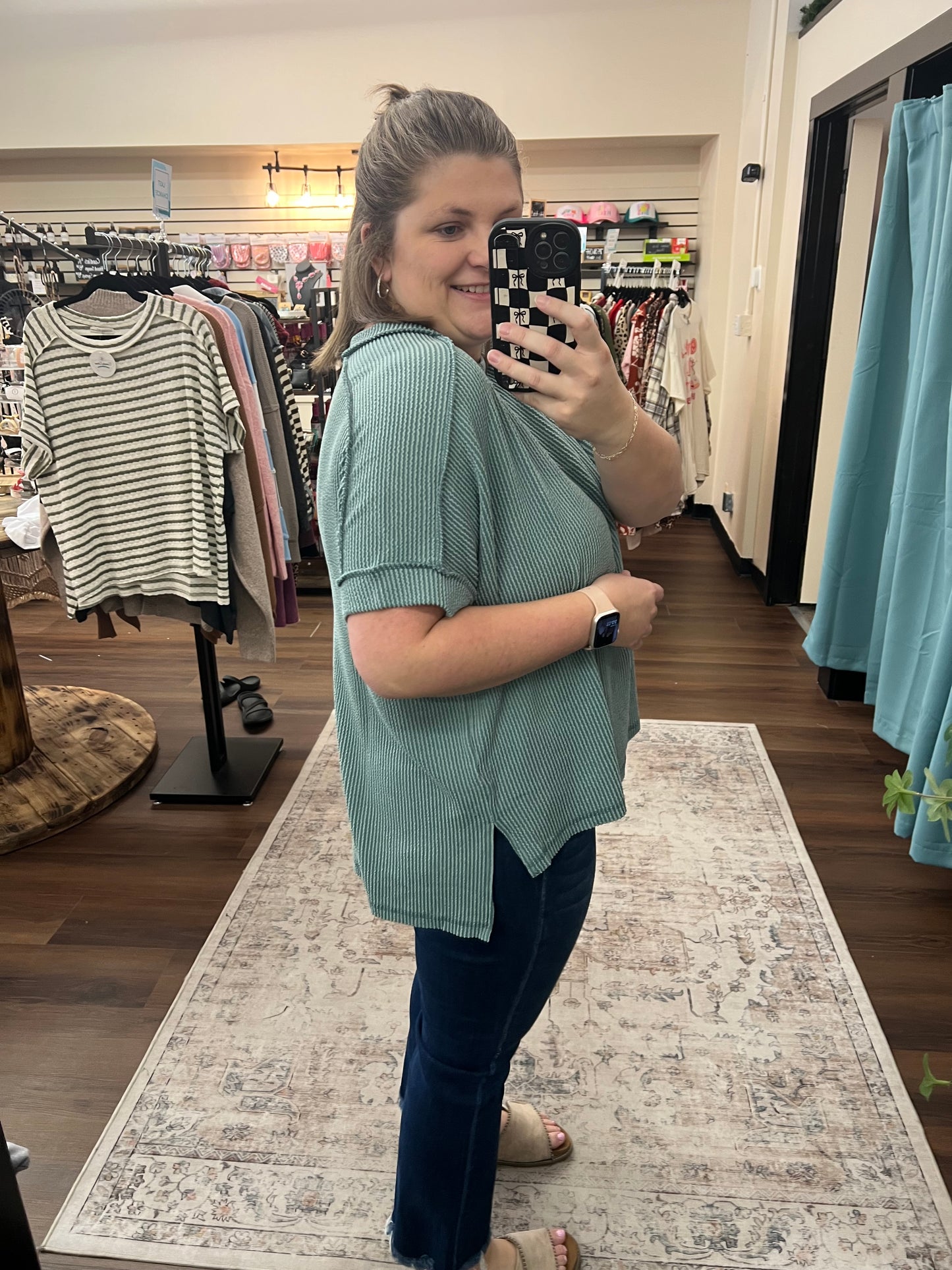 Jade Ribbed Tee