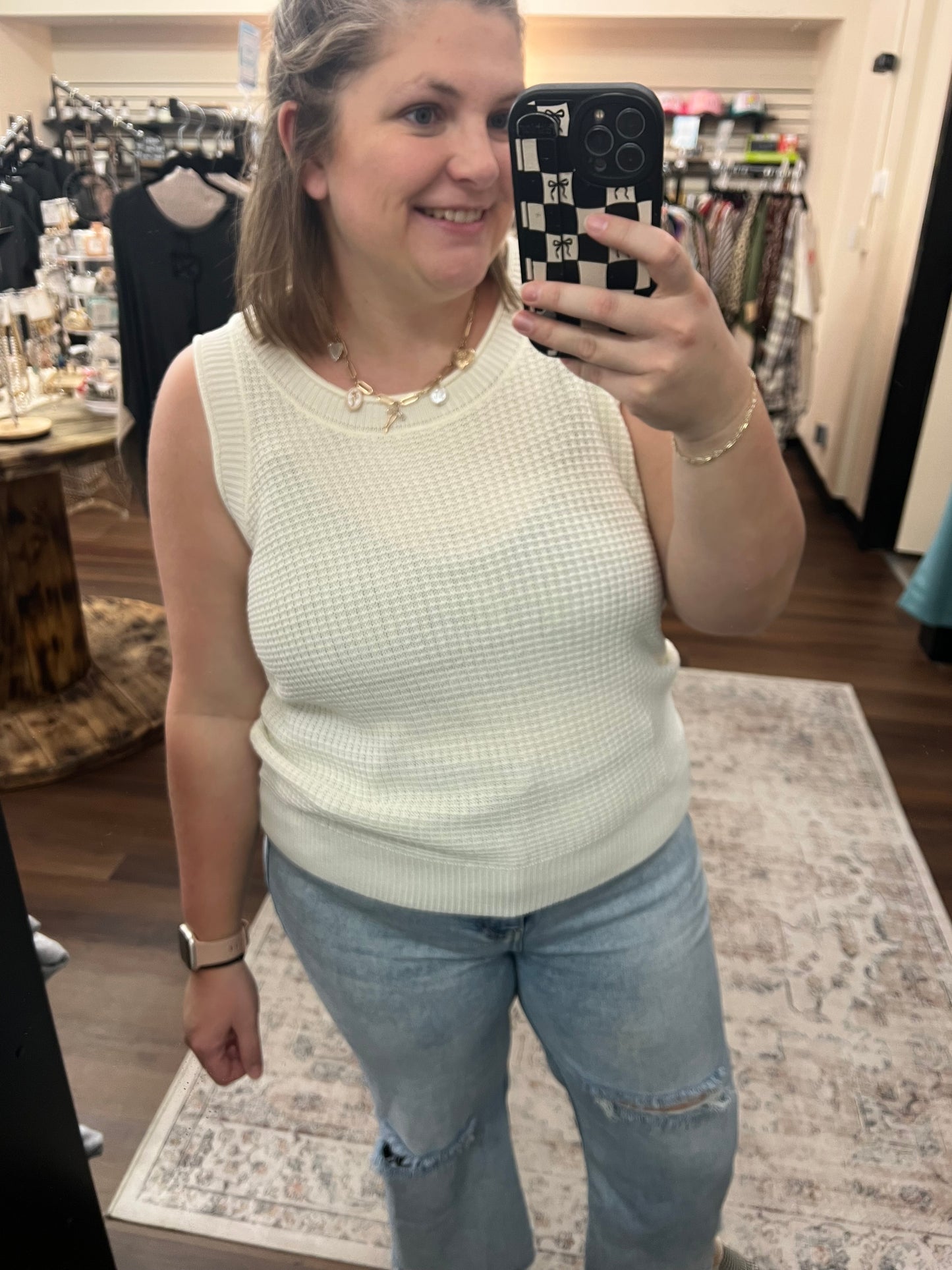 White Sweater Knit Tank