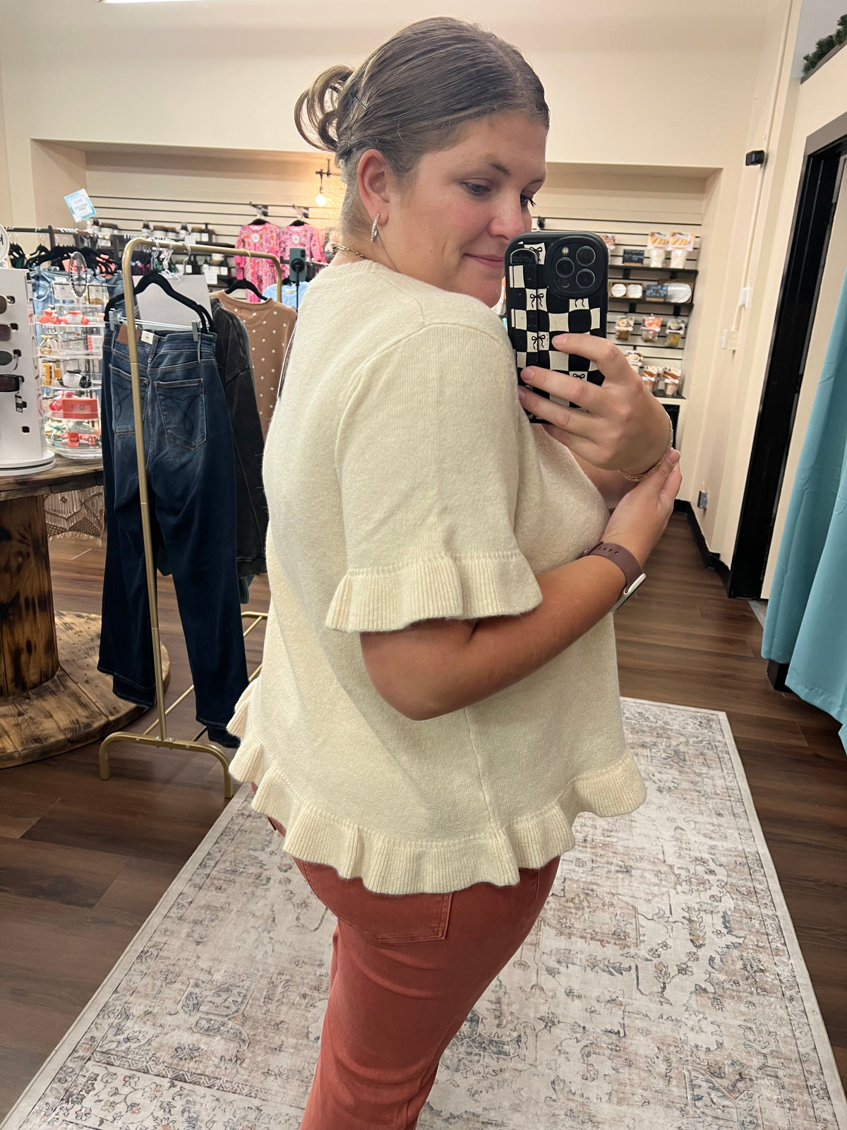 Taupe Ruffled Hem Top