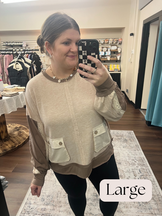 Oatmeal Color Block Top