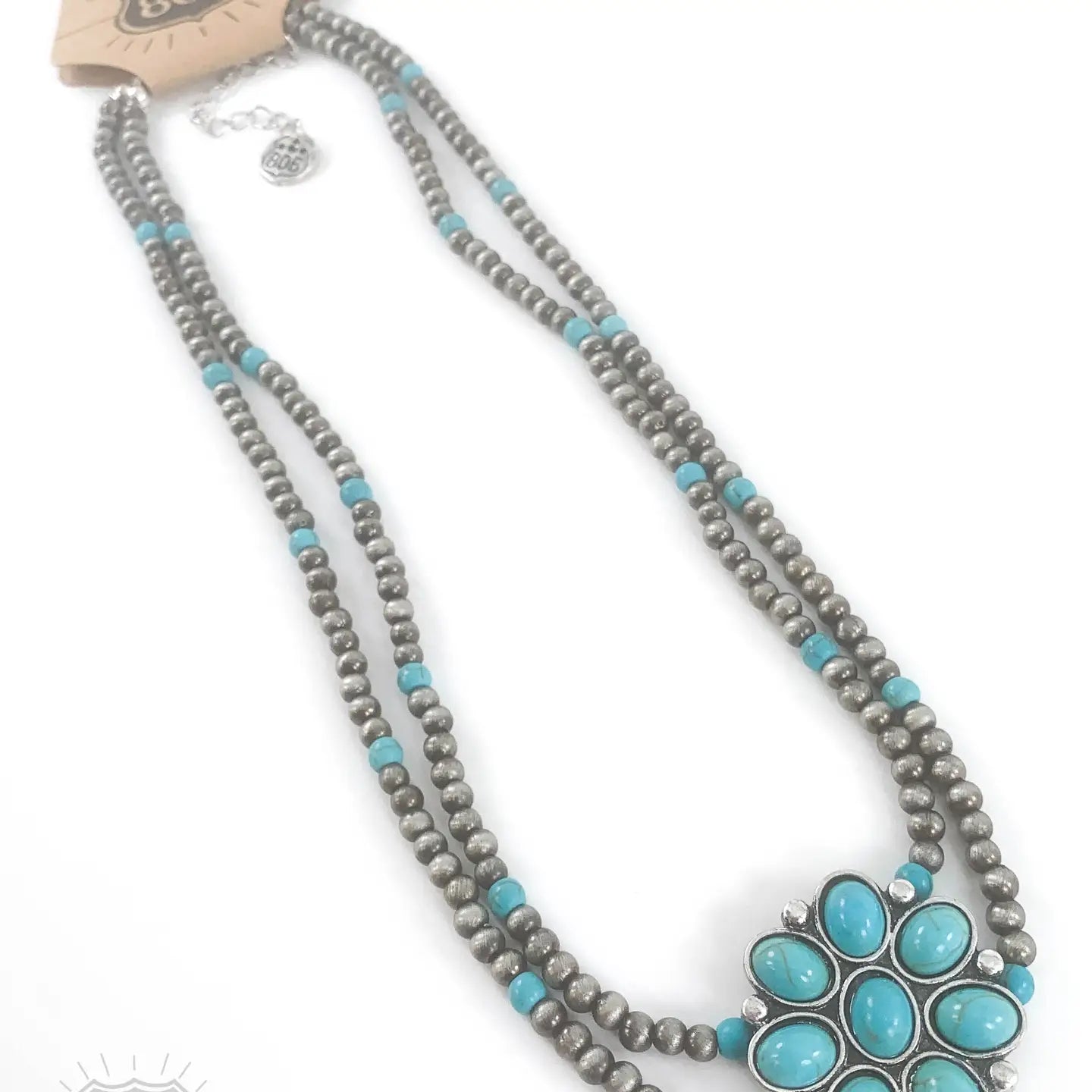 Flower Pendant Turquoise Necklace