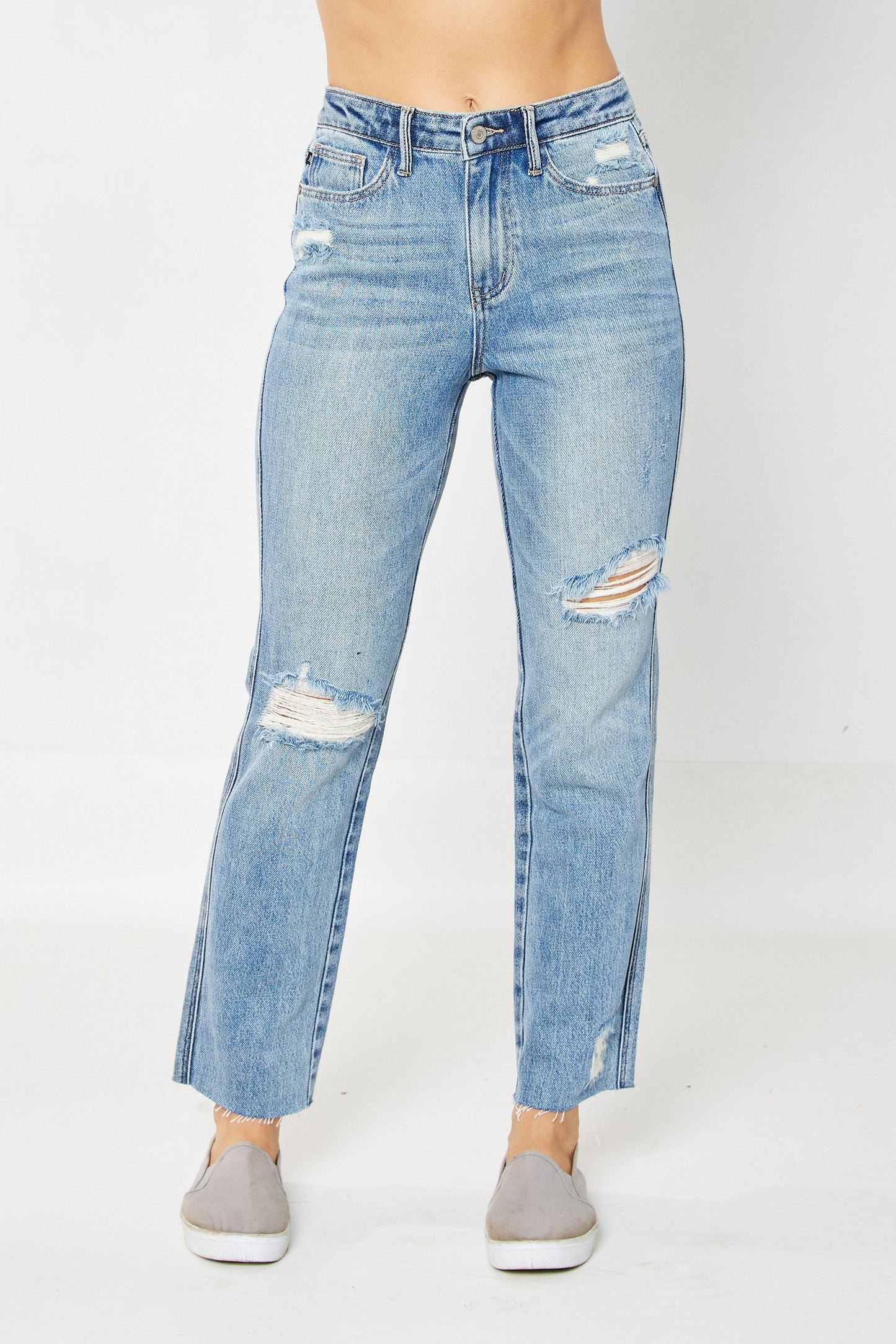 Half Rigid Straight Leg Jeans