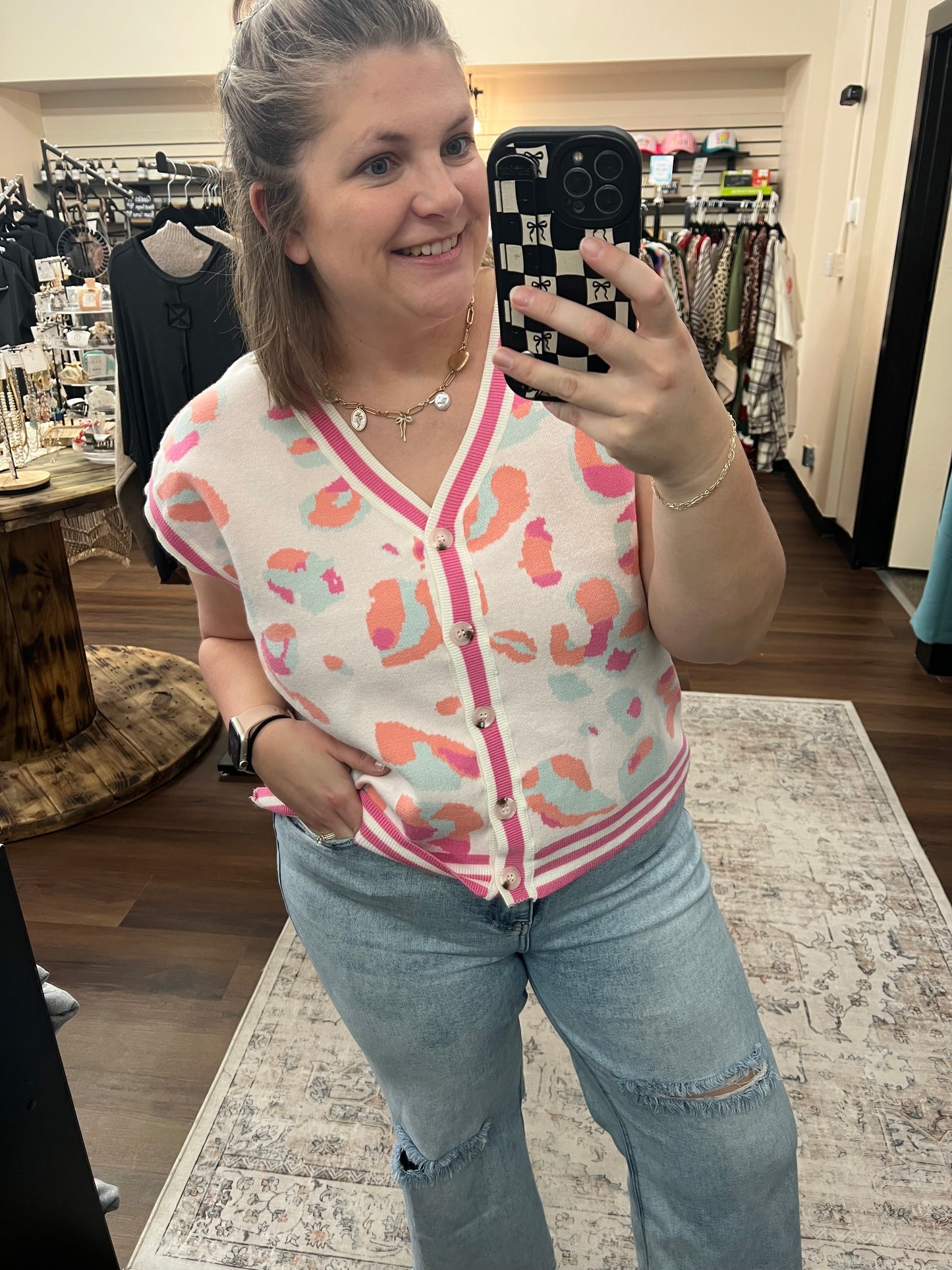 Leopard Spring Sweater Vest