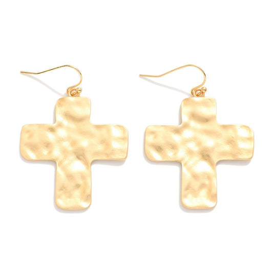 Hammered Metal Coss Earring