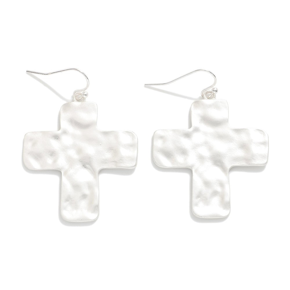 Hammered Metal Coss Earring