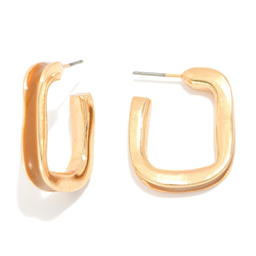 Rounded Square Hoop Earring