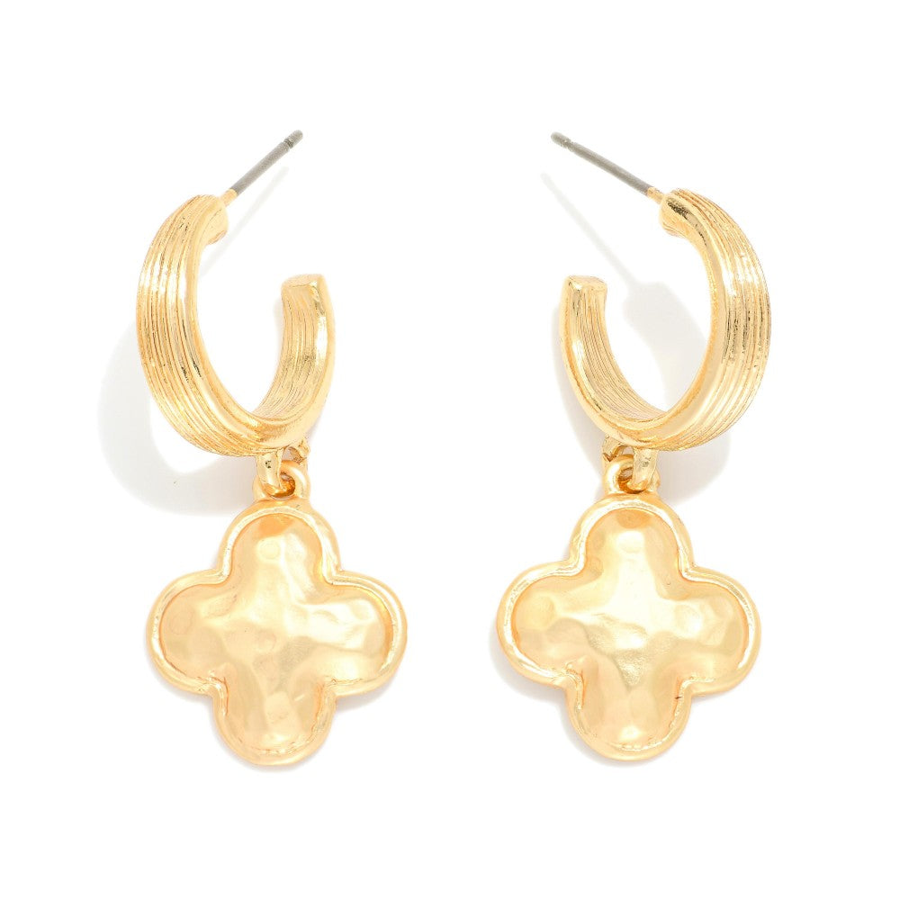 Clover Drop Hoop Earring