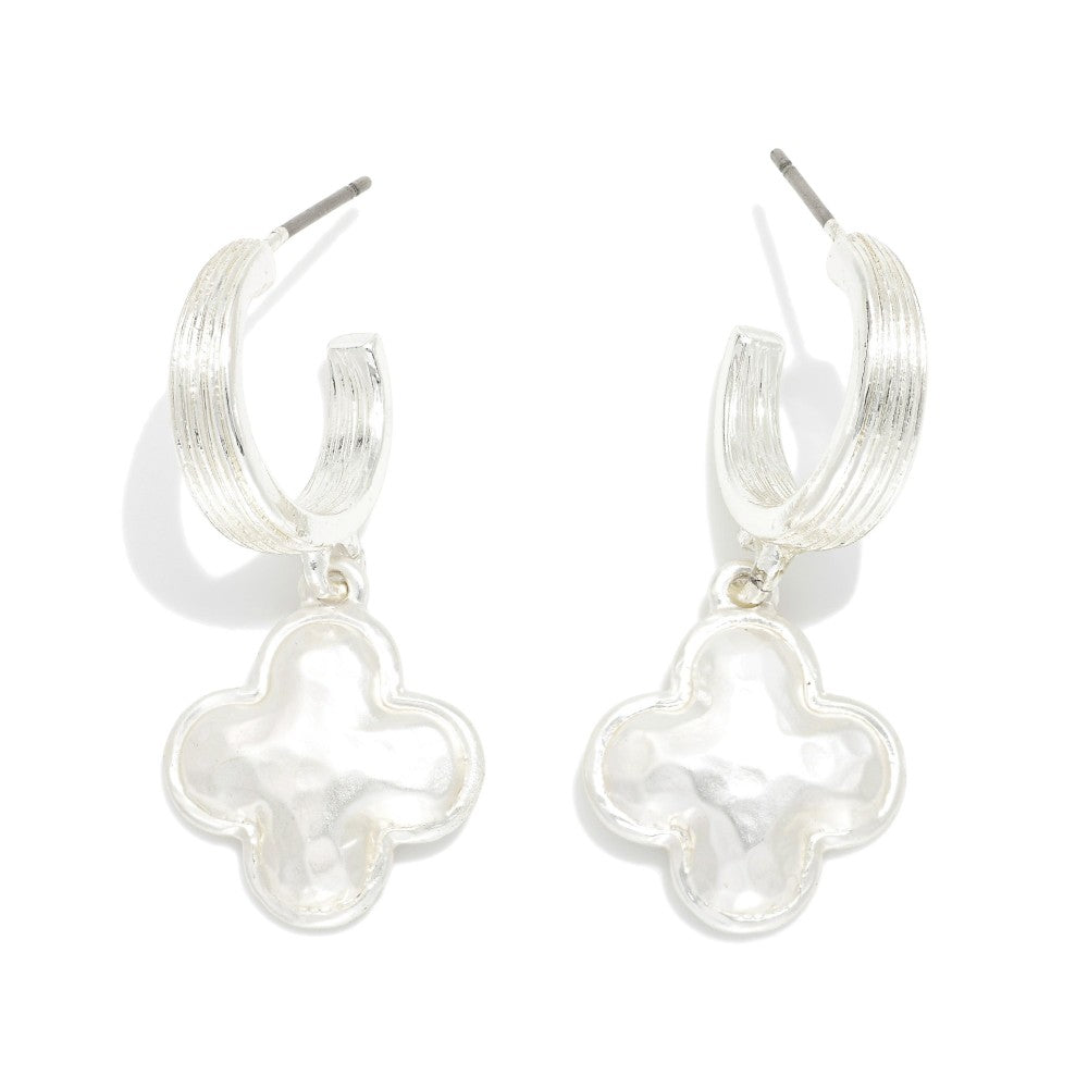 Clover Drop Hoop Earring