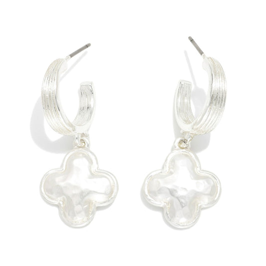Clover Drop Hoop Earring