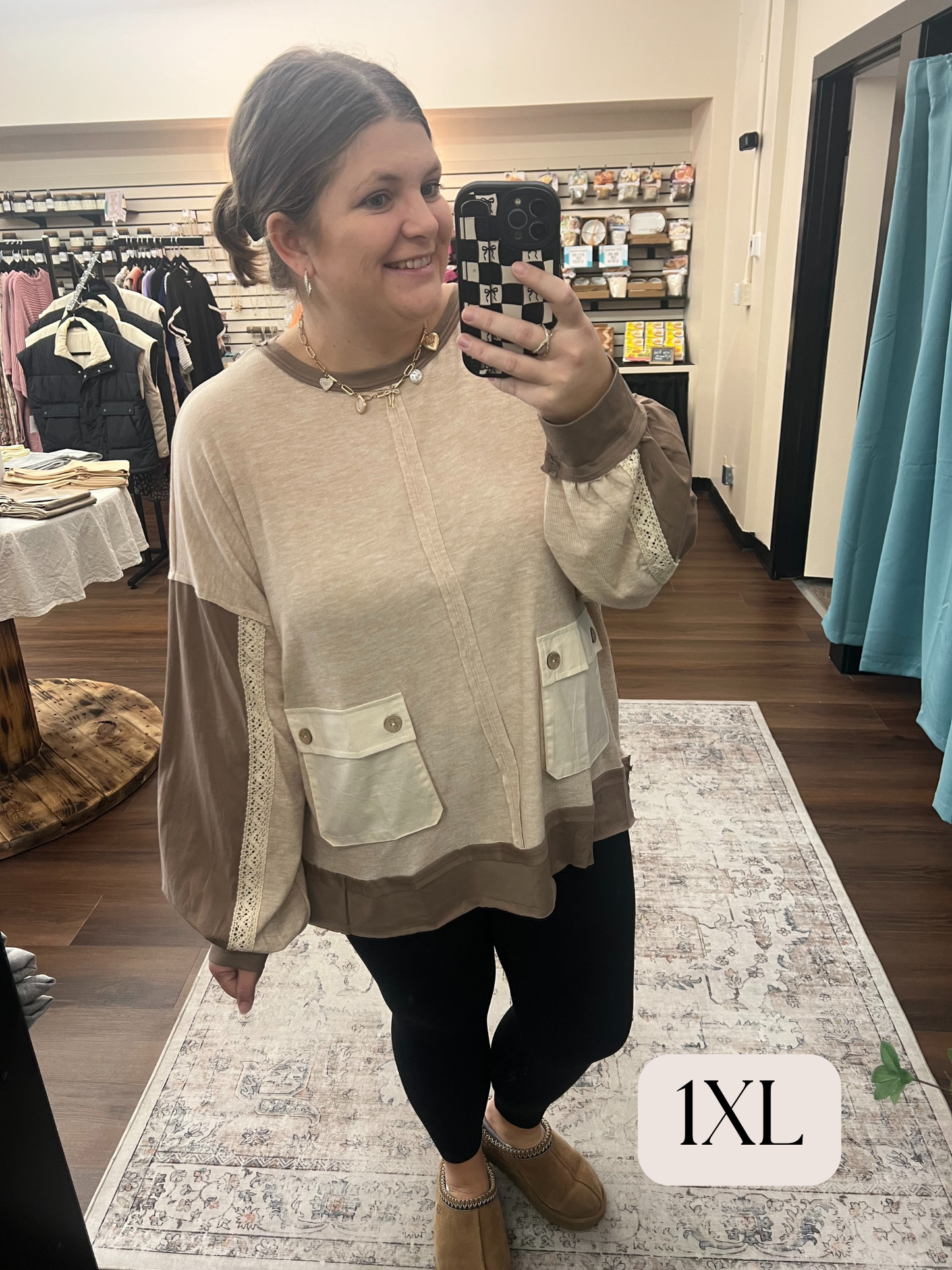 Oatmeal Color Block Top