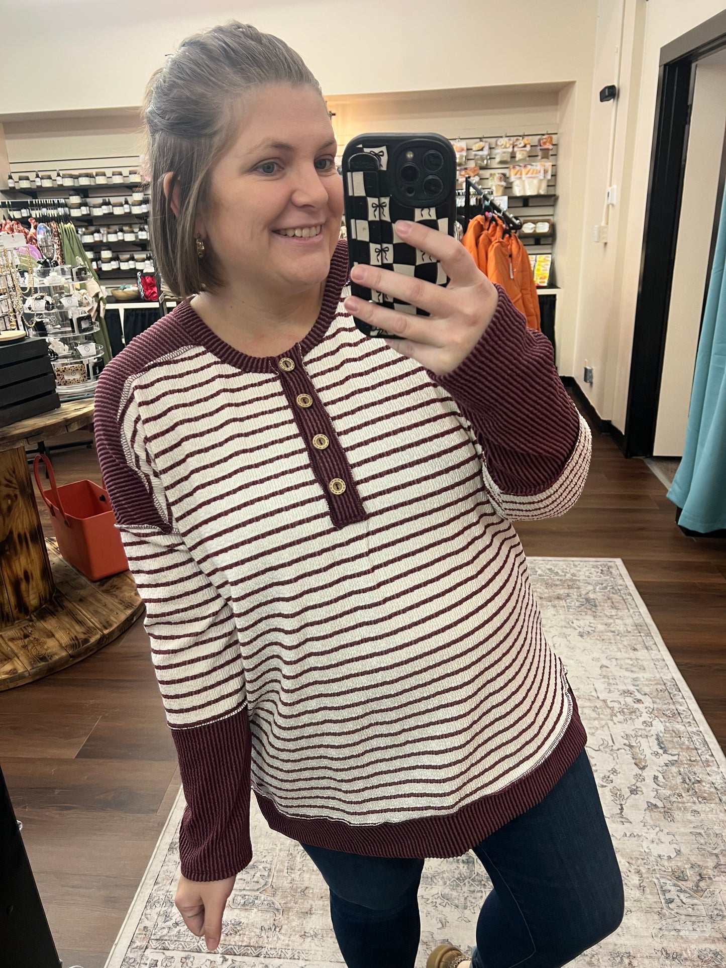 Burgundy Striped Pullover