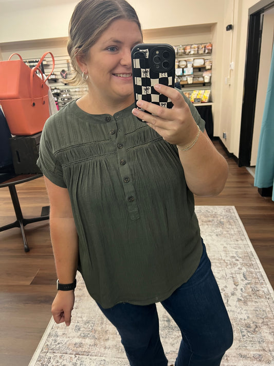Olive Button Blouse