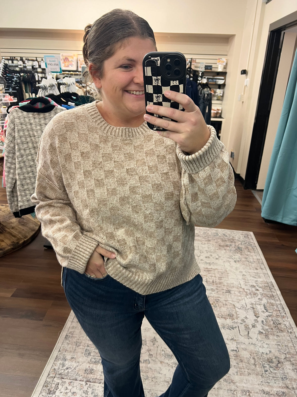 Mocha Checkered Sweater