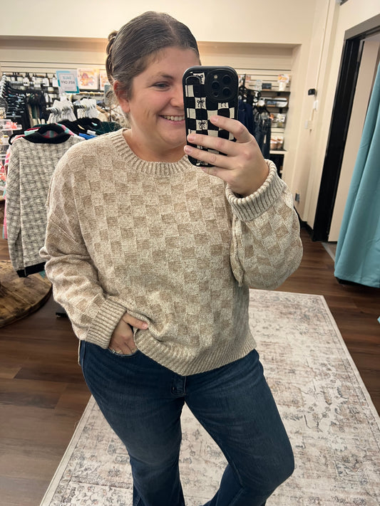 Mocha Checkered Sweater
