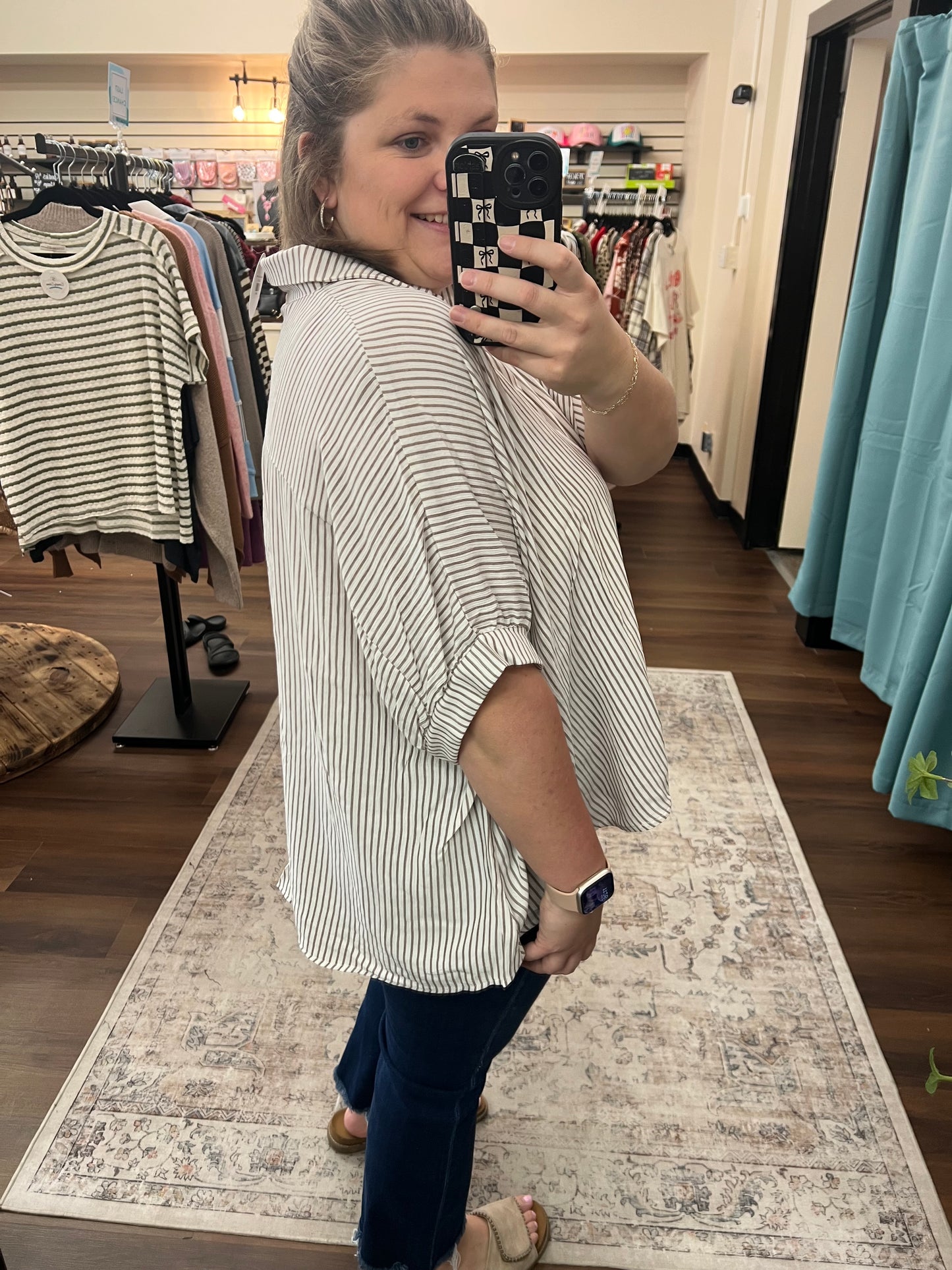 Breeze Button Down Top - Brown
