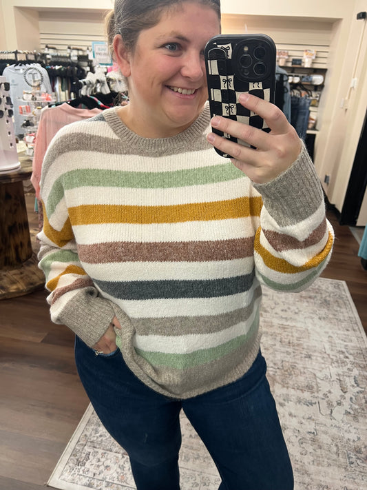 Fall Colors Striped Sweater