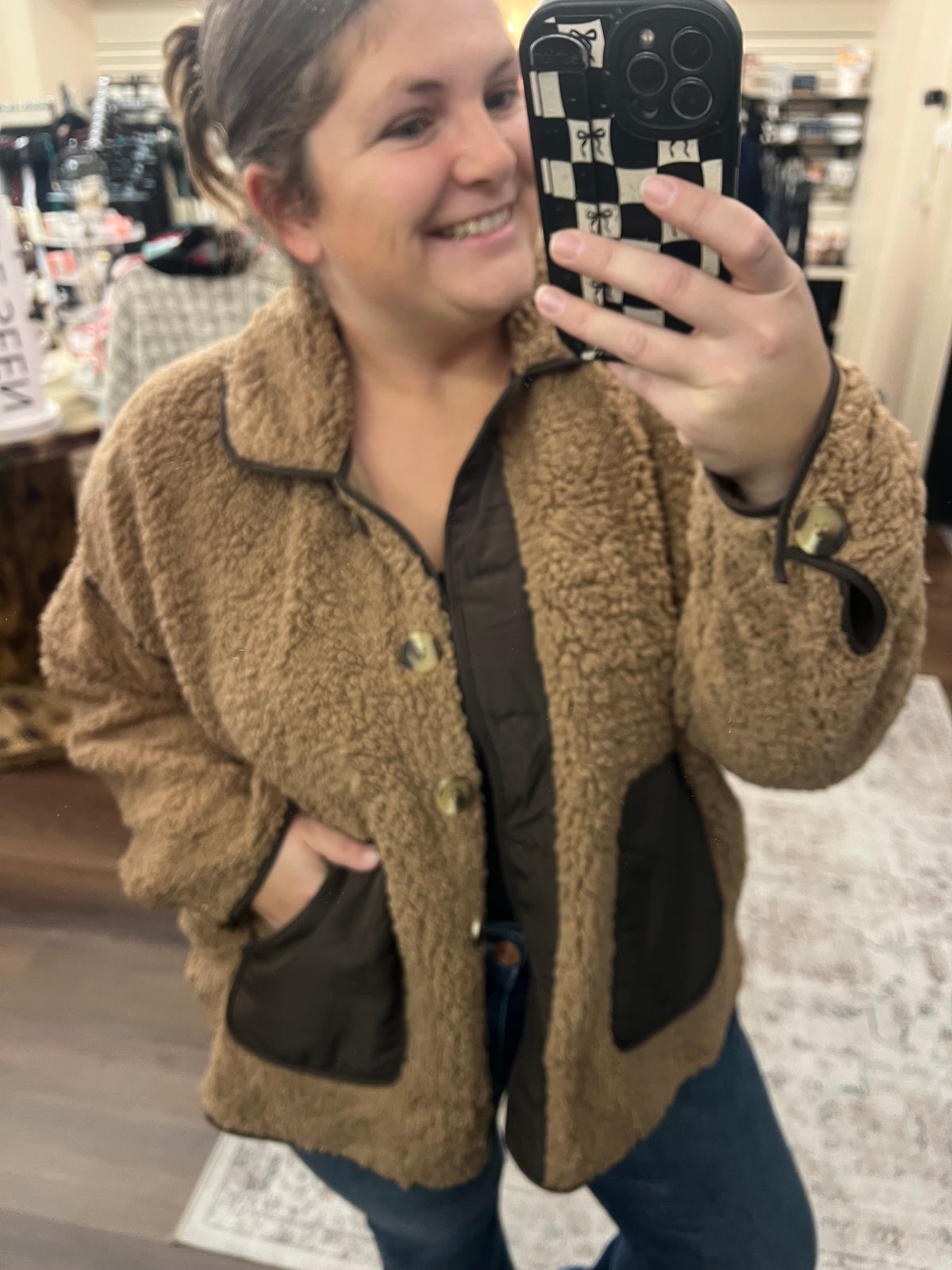 Mocha Sherpa Fleece Jacket