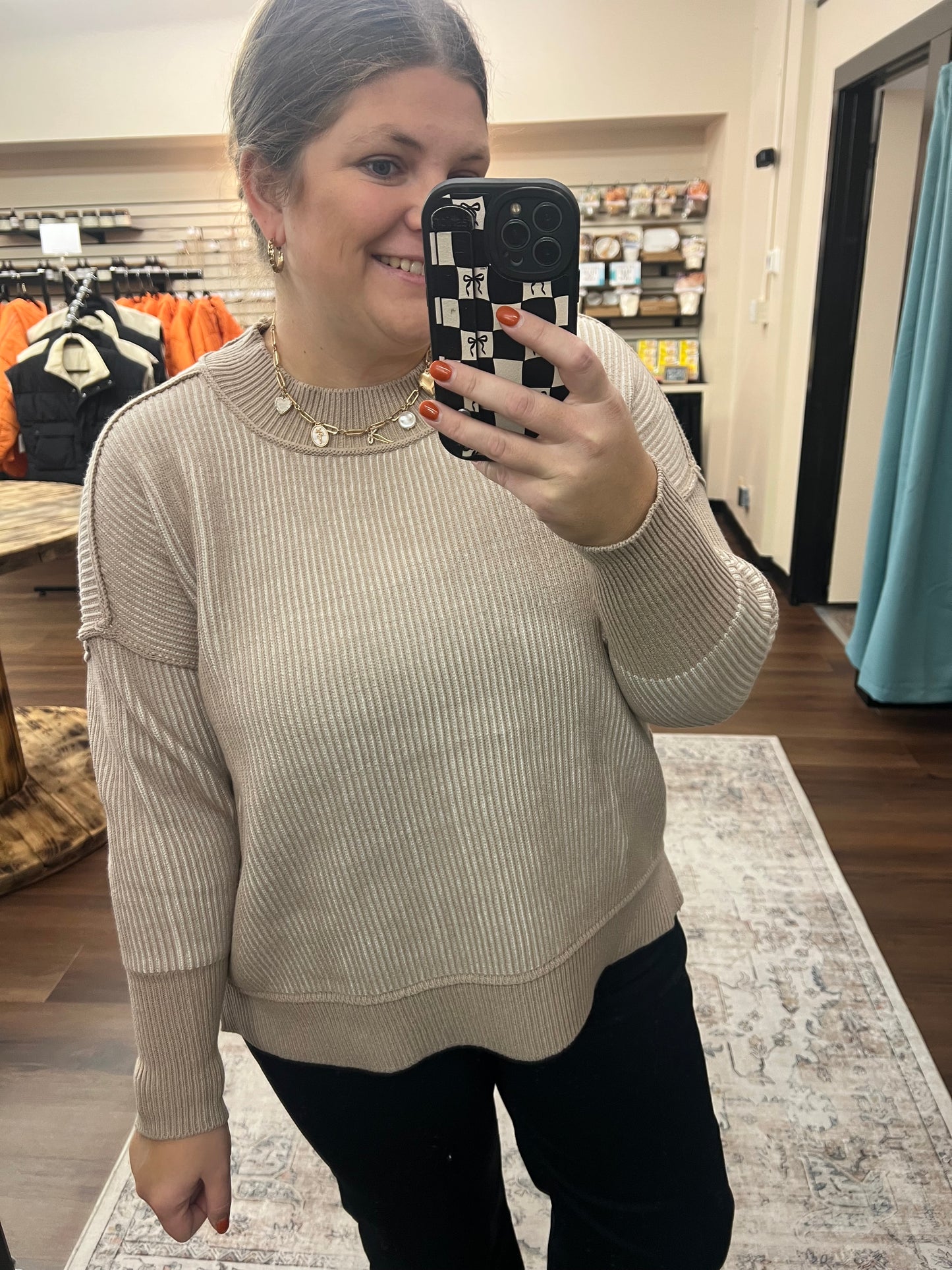 Two-Toned Ribbed Sweater - 2 Colors