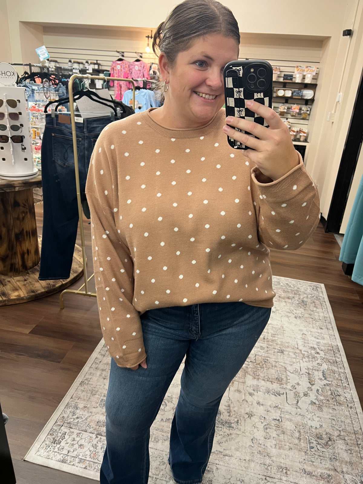 Mocha Polka Dot Sweater