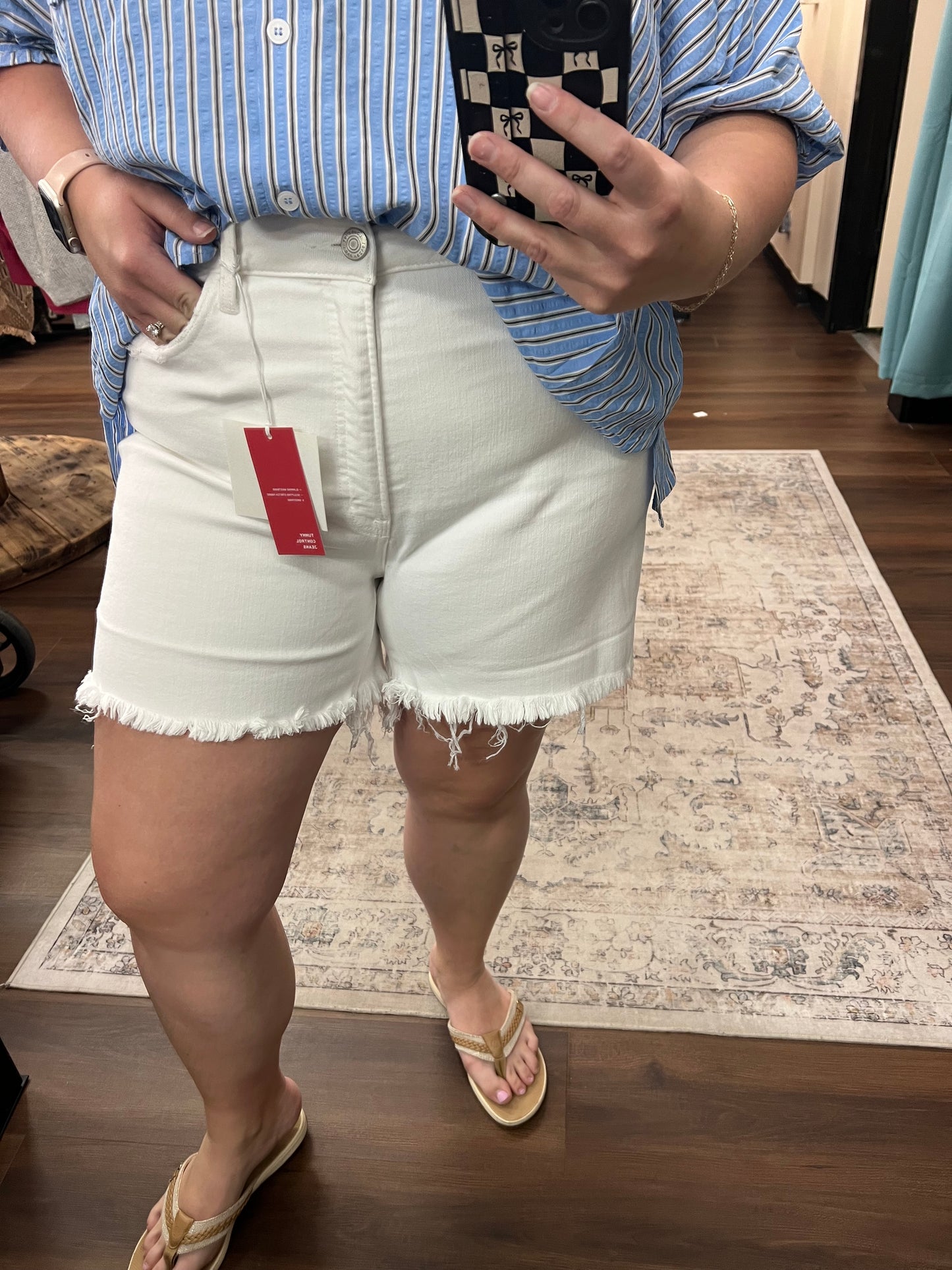 White Denim High Rise Short