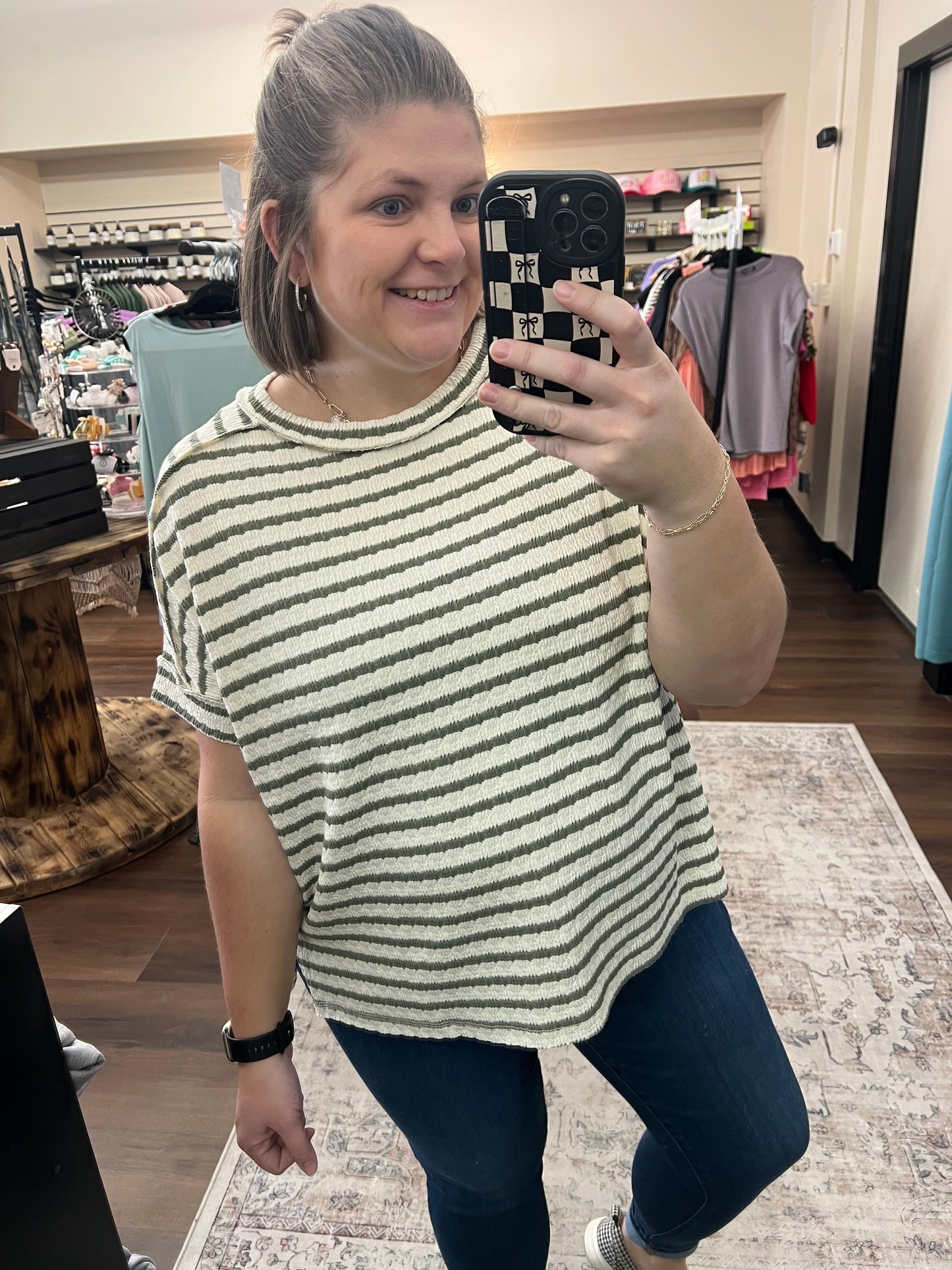 Olive Striped Tee