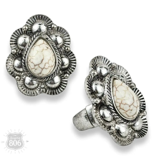 Scalloped Stone Stretch Ring
