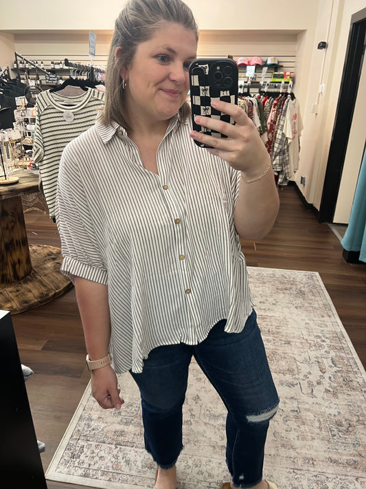 Breeze Button Down Top - Brown