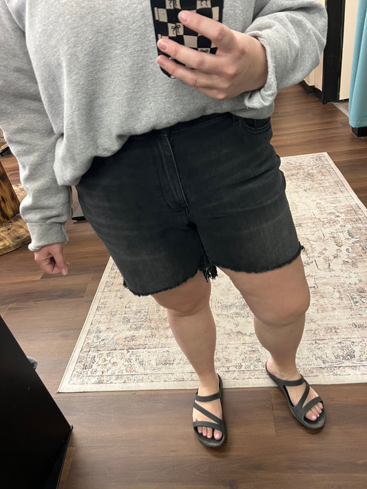 Black Cut Off Dad Shorts