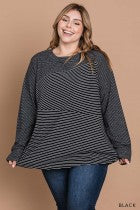 Black Striped Contrast Top