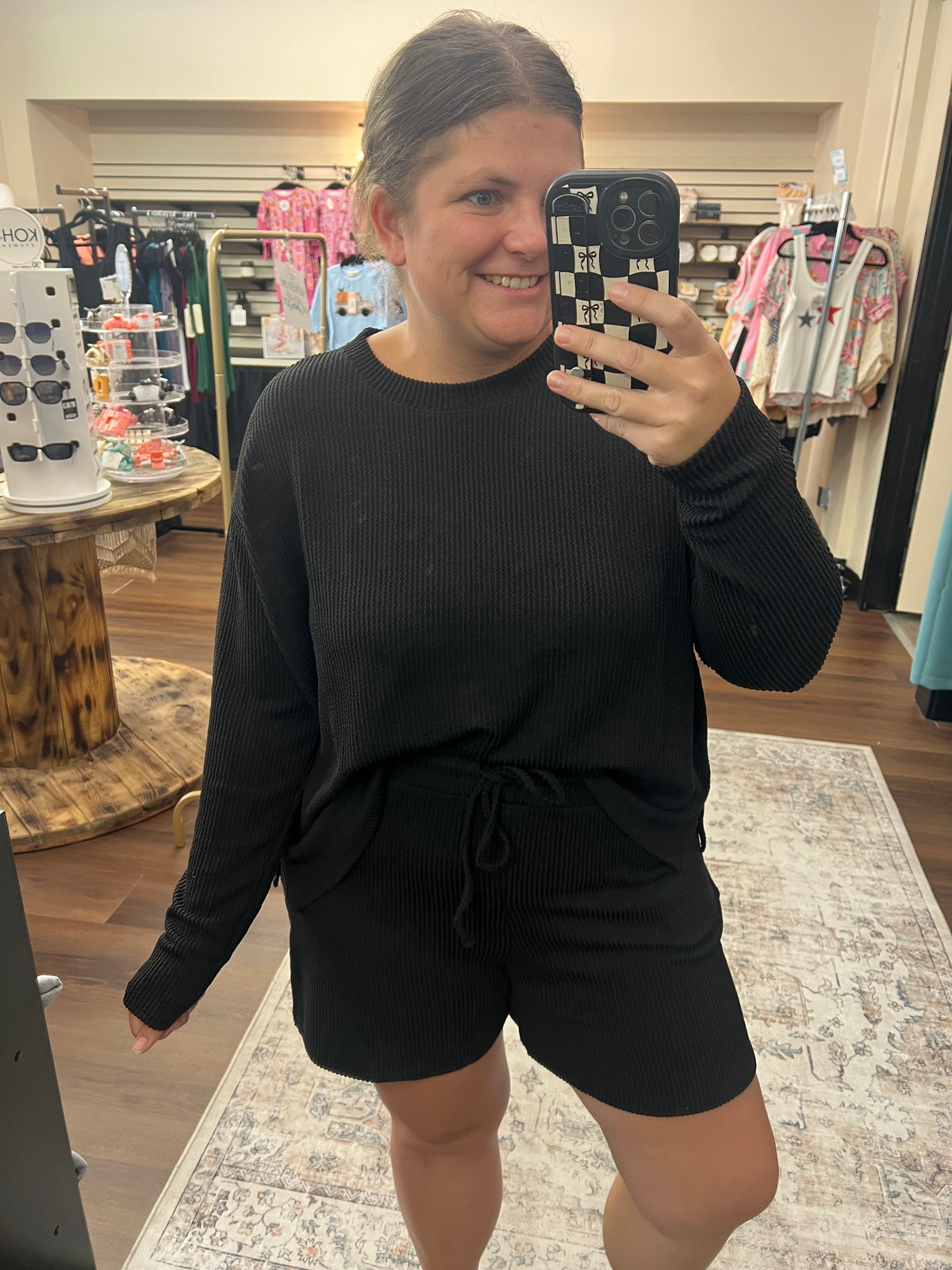 Ribbed Long Sleeve Short Set