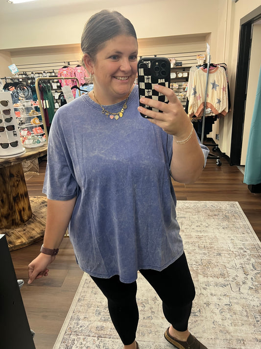 Acid Washed Oversized Tee - Marlin