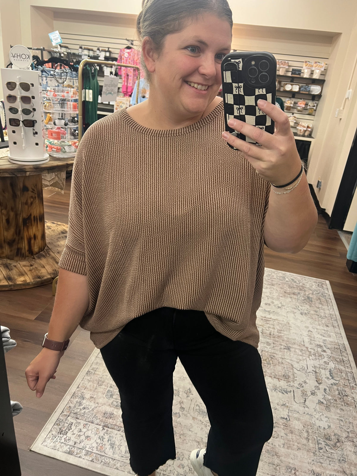 Oversized Ribbed Top - Mocha