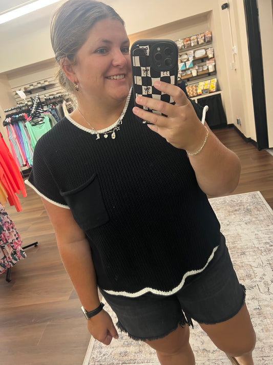Black Scallop Sweater