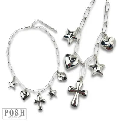 Puffed Charm Necklace - 2 Colors