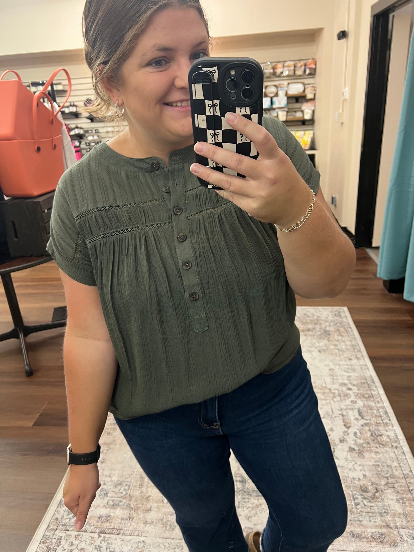 Olive Button Blouse