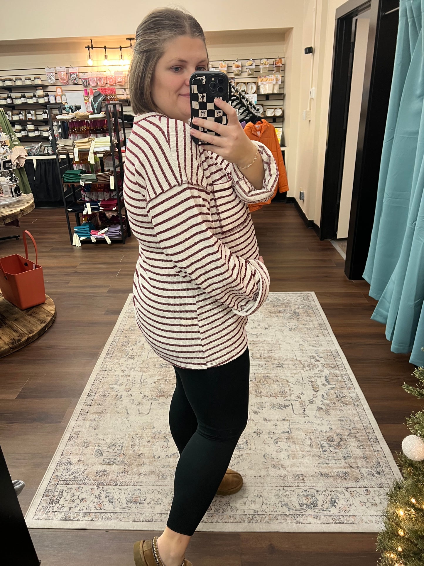 Burgundy Striped Top