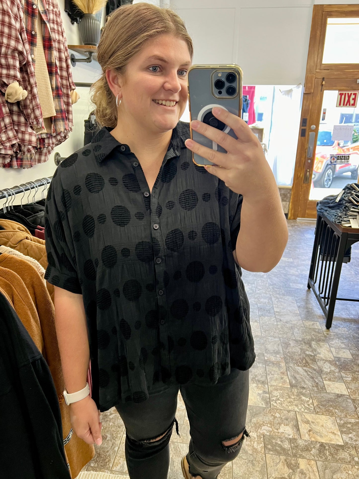 Polka Dot Button Blouse