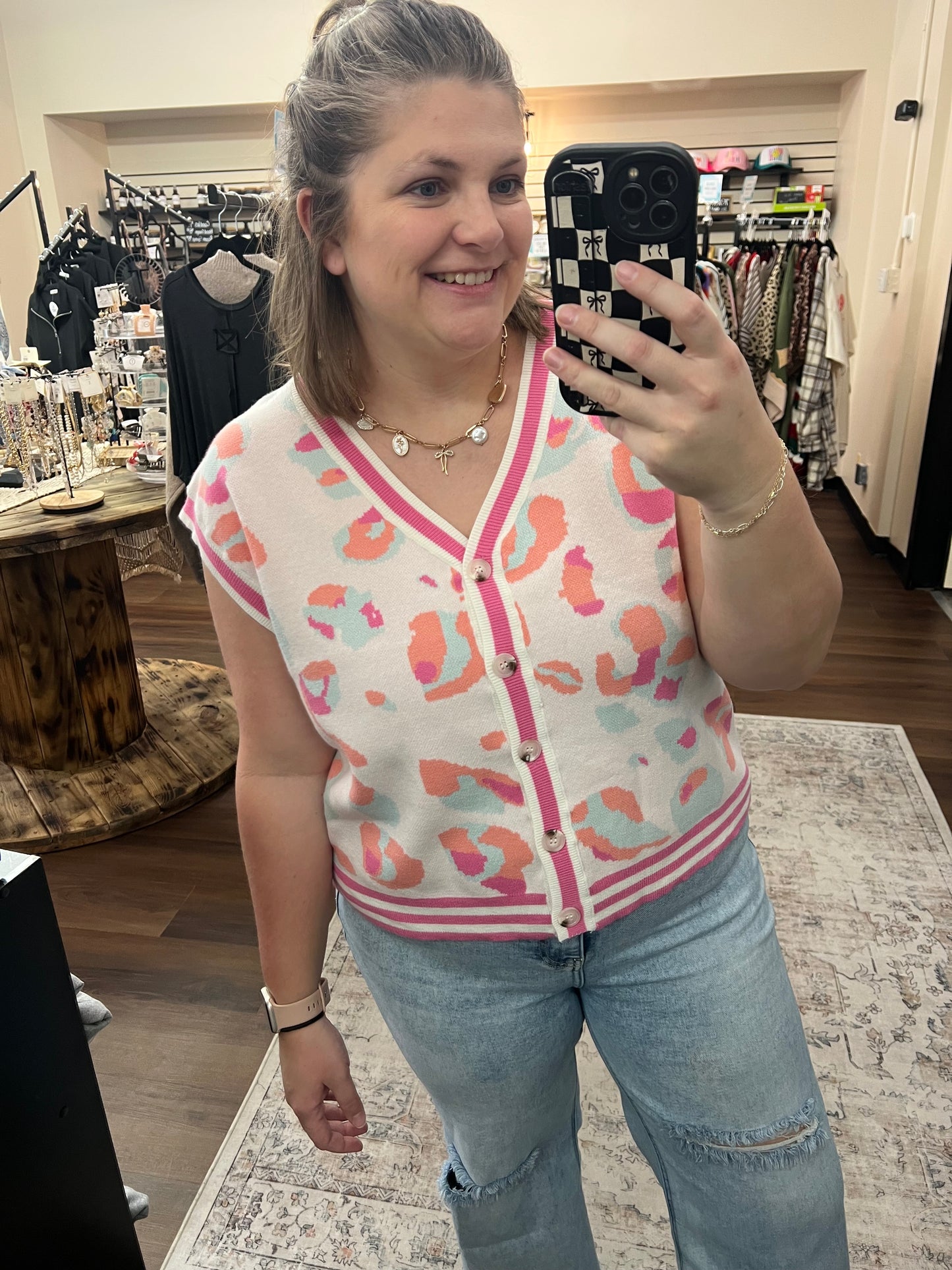 Leopard Spring Sweater Vest