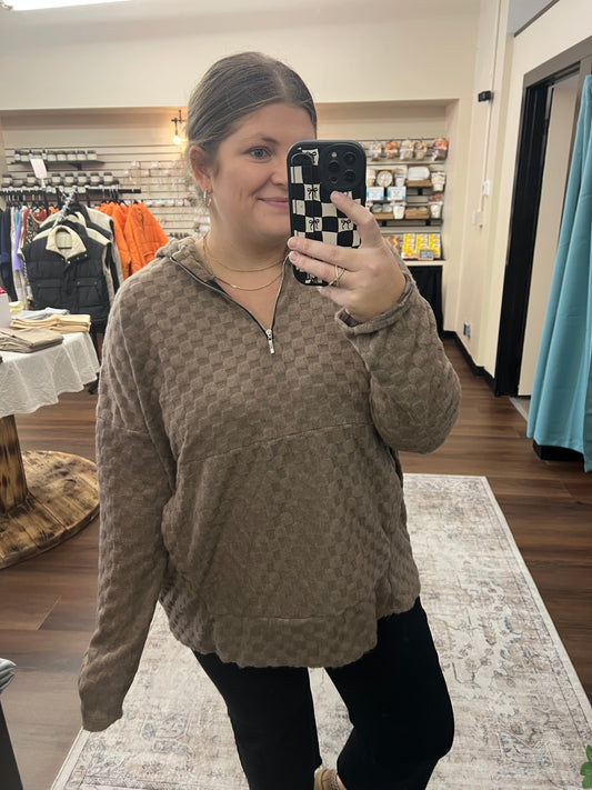 Mocha Checkered Pullover