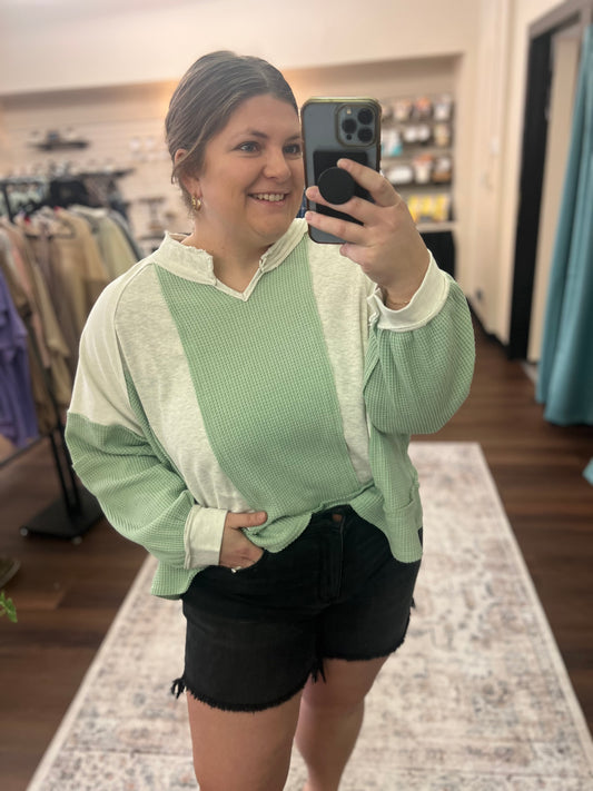 Waffle contrast Pullover - 2 Colors