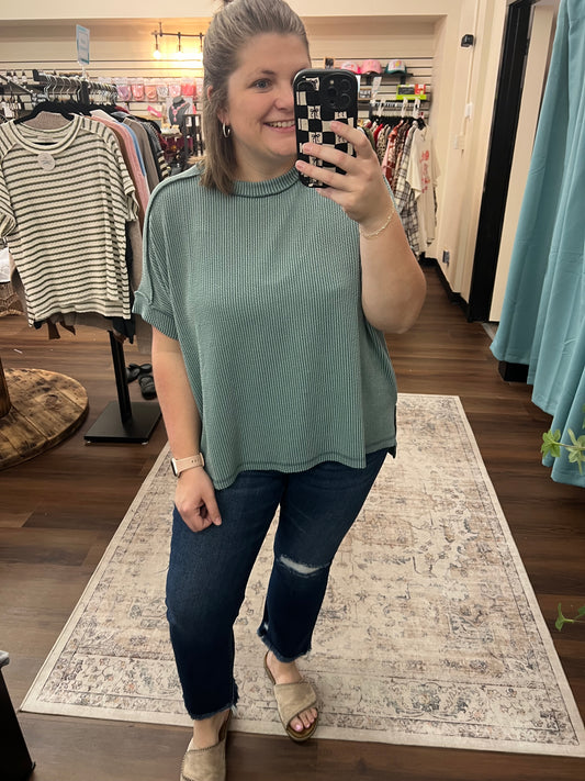 Jade Ribbed Tee