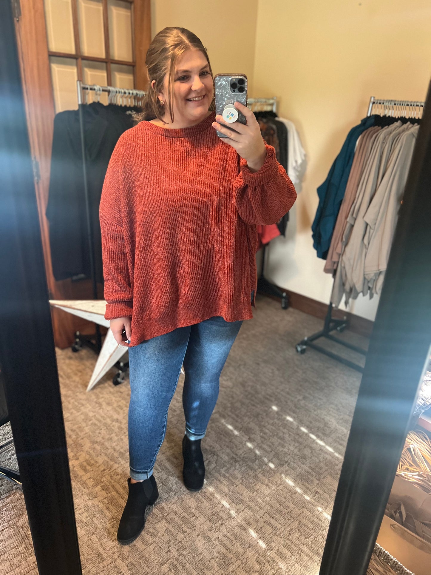 Rust Chenille Relaxed Sweater