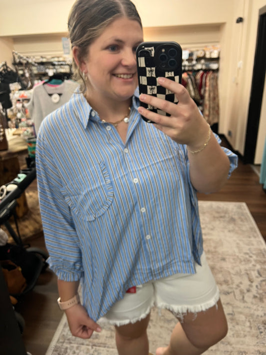 Beachy Striped Button Down