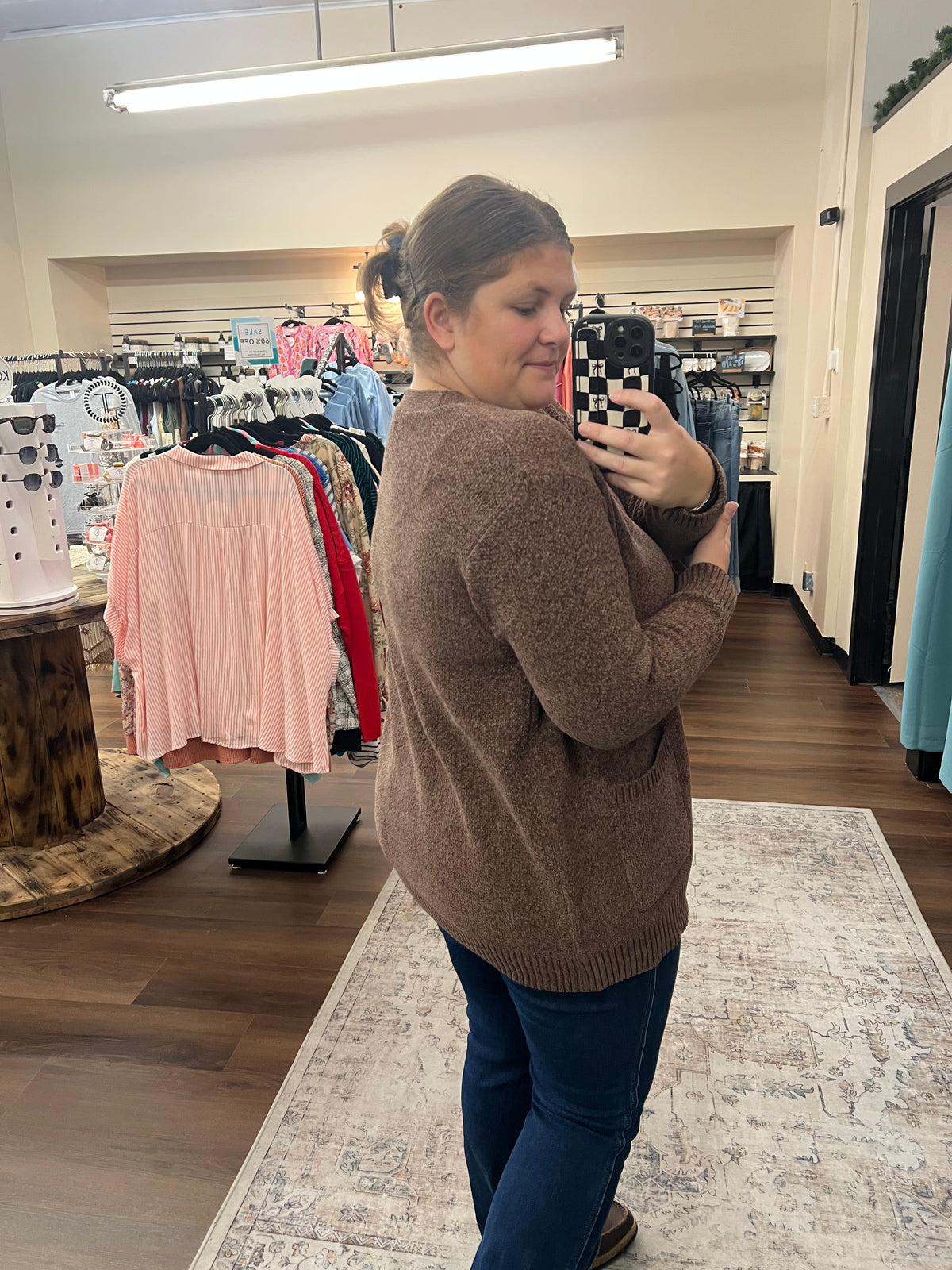 Melange Knit Cardigan - Brown