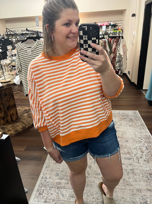Orange Striped Pullover