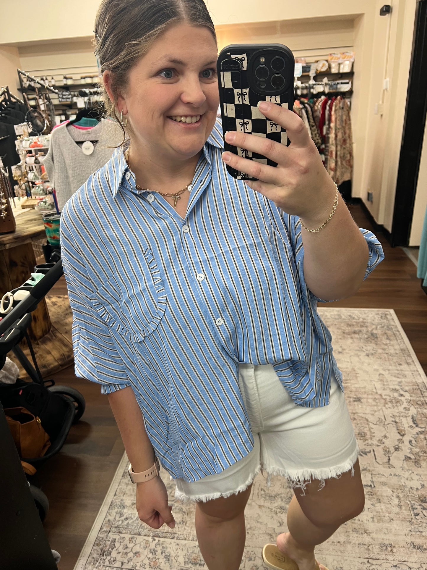 Beachy Striped Button Down