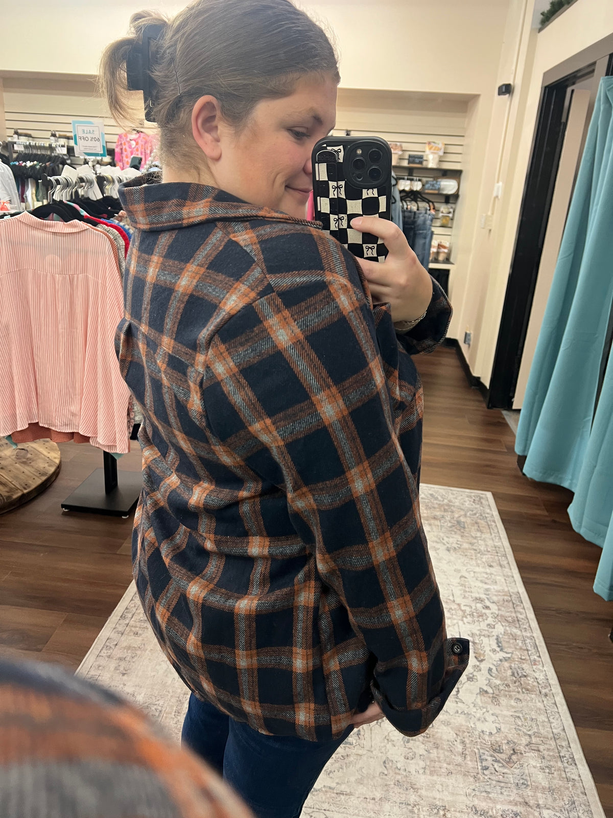 Navy & Orange Flannel