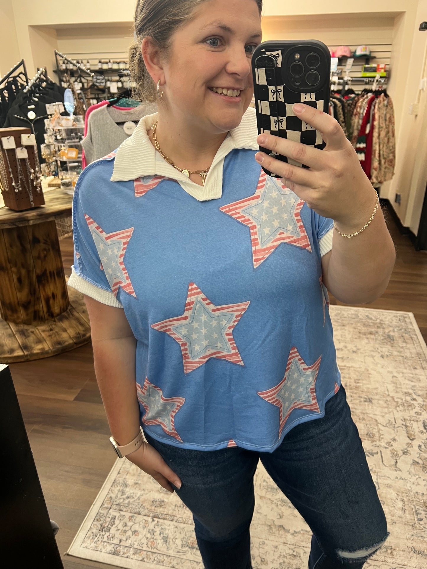 Stars & Striped Collared Tee