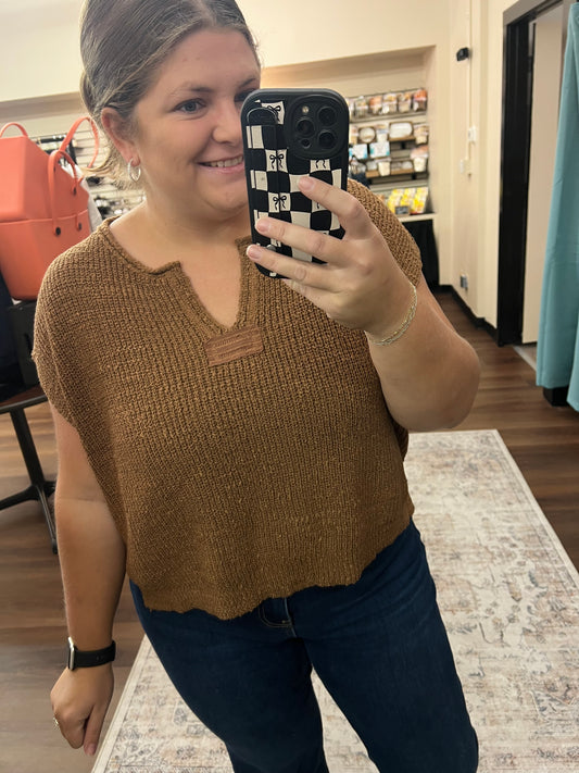 Split Neck Pullover Sweater